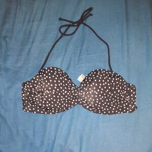 Black polka dot swim top